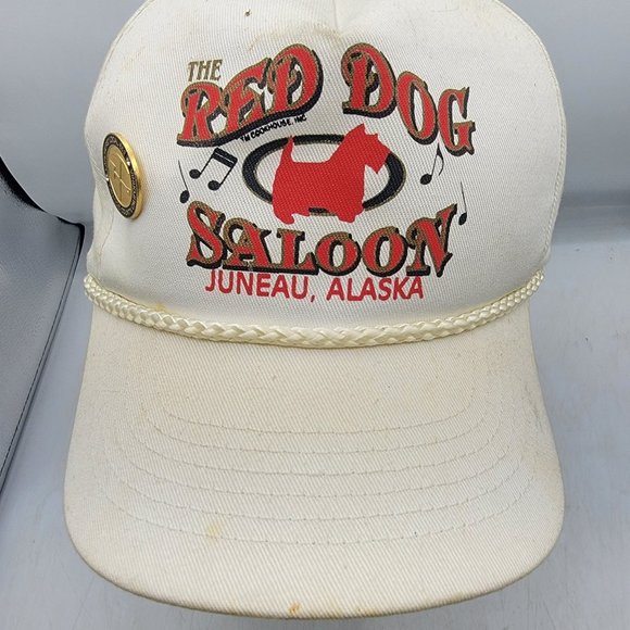Vintage The Red Dog Saloon Juneau Alaska White Hat Cap Laborers Local 652 Pin - Picture 5 of 10